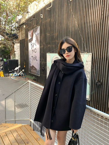 Шерстяной шарф, зимний плащ, двусторонное шерстяное пальто, яркий броский стиль, изысканный стиль