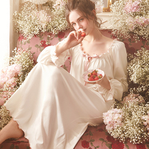 RoseTree court style night dress womens spring and autumn long-sleeved cotton retro sexy cotton pajama dress