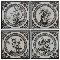 Bluestone stone carving relief Marble Antique plum orchid Bamboo chrysanthemum carving Ground carving mural Courtyard decoration shadow wall wall shop