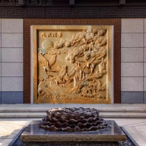 Stone carving relief mural Ground carving Entrance window grille Hollow sunset safflower grass animal shadow wall Paving Pine crane carp
