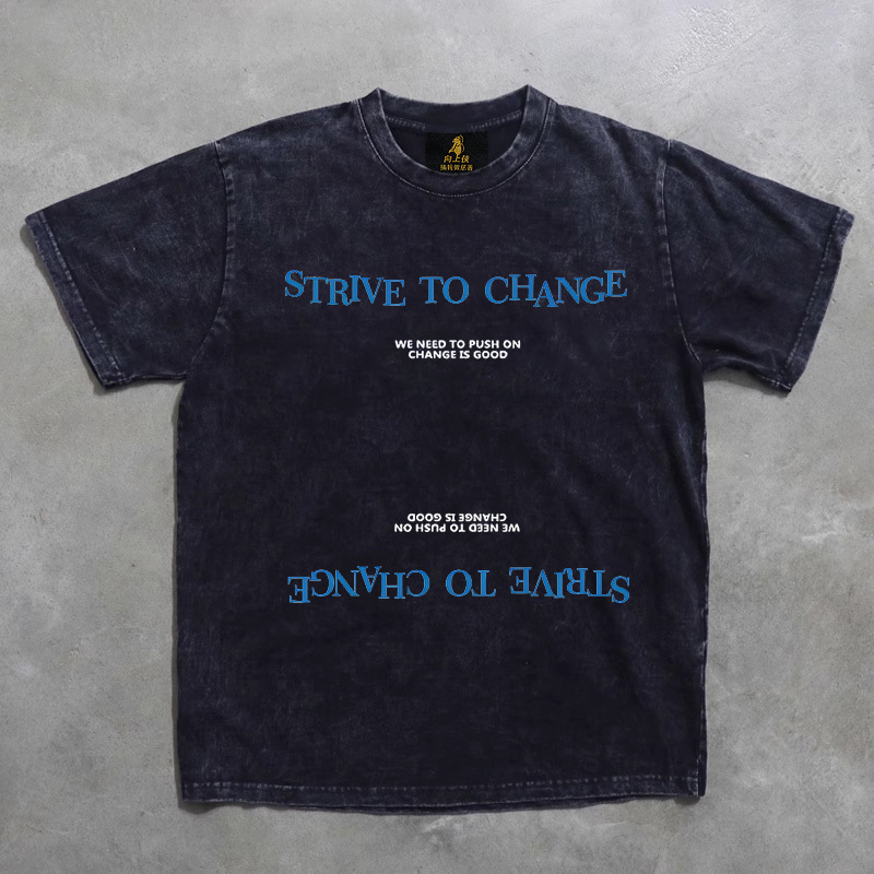 Make Money and Do Charity! Real Shot! Heavy Snowflake Distressed Wash! Trendy Brand Unisex Couple Style Solid Color Short-Sleeve T-Shirt