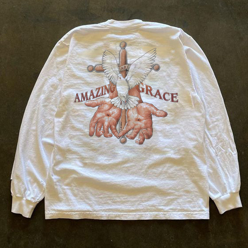 Make money for charity 280 gr Heavy pounds GRACE Singular Grace men and women Lazy Wind Fall Long Sleeve T-shirt Tide-Taobao