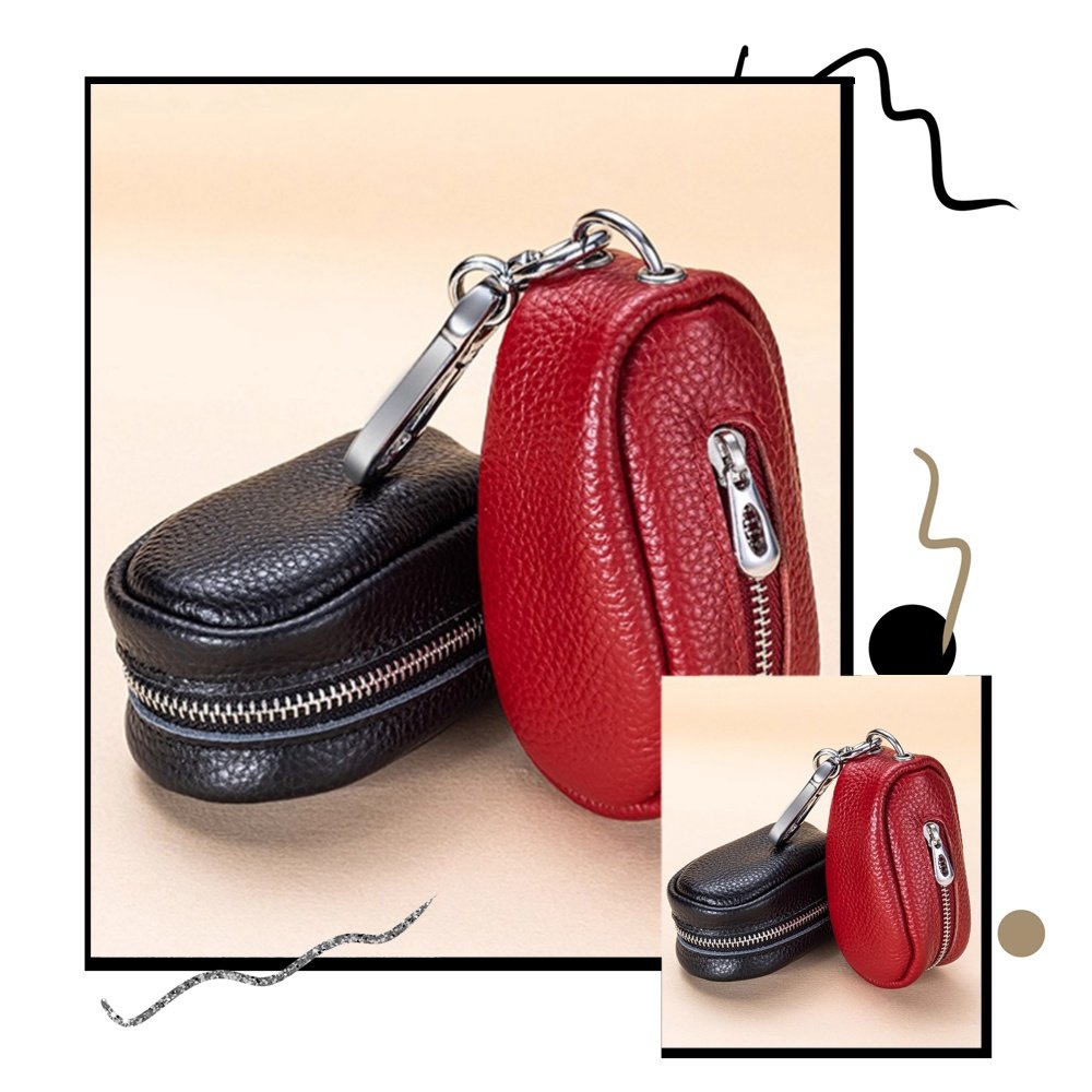 2025 New Style Leather Texture Hanging Zipper Key Bag Business Earphone Bag Multifunctional Waist Hanging Key Bag