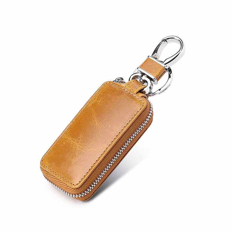 New Genuine Leather Car Key Case, European and American Retro Style, Waist-Hanging, Keyless Entry Remote Control Key Protective Cover for Men