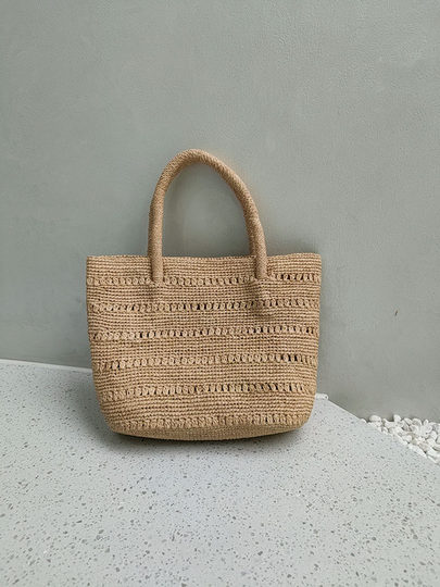 手提包拉菲草编织镂空小方包简约夏时尚休闲手工天然托特包手拎包
