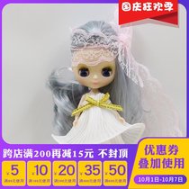 mini DBS Blythe mini cloth dress mini primp white long dress lace headband set