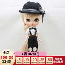 DBS Blythe small cloth doll clothes punk wind back with pants hat suit az small cloth ob24 va clothes