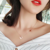 New Japan and South Korea titanium steel frosted butterfly clavicle chain personality simple rose gold suit necklace decorative fashion pendant for women