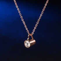 New Korean diamond necklace a cup a lifetime female rose gold choker titanium zircon Cup necklace