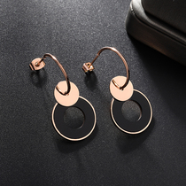 2020 New Tide high-grade earrings thin earrings Korean temperament Net red titanium steel circle earrings hypoallergenic