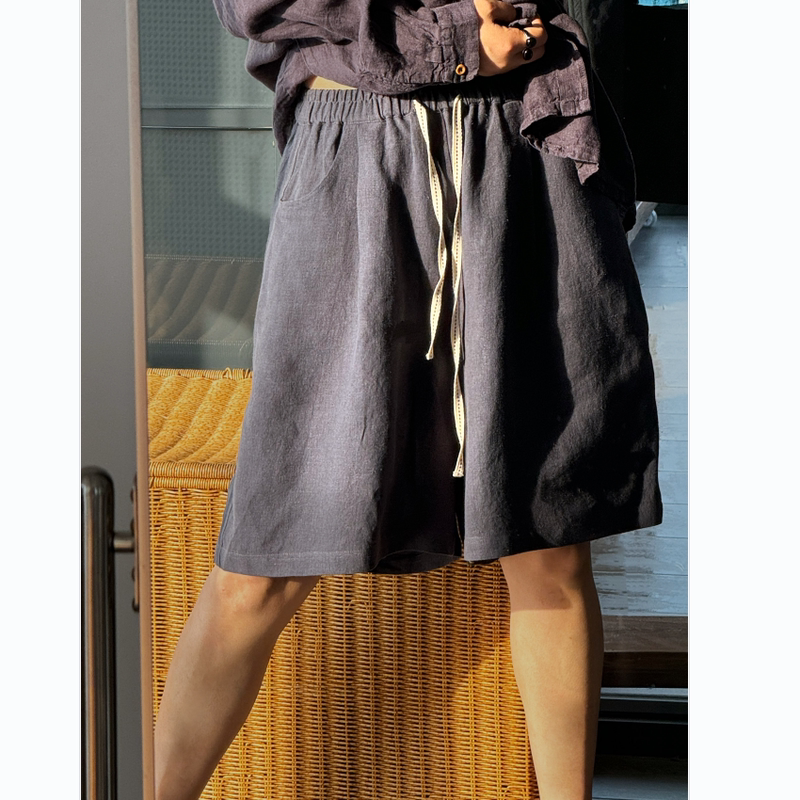 Summer New Style Heavy Drape Solid 100% Hemp Five-Point Shorts Casual Artistic Shorts Loose Wide-Leg Women's Pants Summer New Style Heavy Drape Solid 100% Hemp Five-Point Shorts Casual Artistic Shorts Loose Wide-Leg Women's Pants