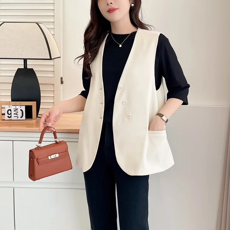 25Th Autumn Collection New Sleeveless Blazer Vest Plus Size Women's Clothing for Chubby Girls, Stylish and Slimming Casual Vest
