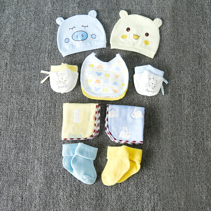 Baby set newborn hat 0-3 months summer thin cotton terry socks male and female baby summer gloves