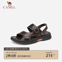 Camel mens shoes 2021 summer new mens slippers breathable leather two-wear sandals business casual cool drag