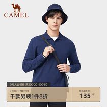 Camel mens mens 2021 new cotton breathable beaded Polo shirt mens long-sleeved bottom top trend