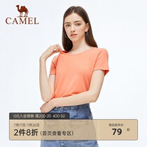 Camel womens short-sleeved T-shirt womens 2021 spring and summer new thin slim solid color base shirt top