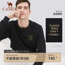 Camel mens autumn new round-neck sweater mens Korean version of velvet pullover to wear clothes outside the bottom of the fashion trend
