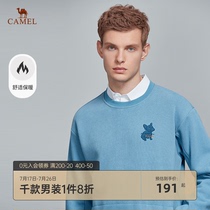 Camel mens 2021 autumn new sweater round neck solid color embroidery fashion casual long-sleeved sweater top men