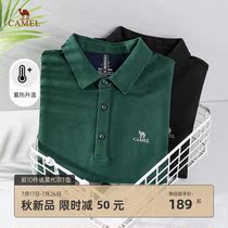 Camel mens clothing 2021 autumn new polo shirt lapel solid color youth fashion long-sleeved POLO top men