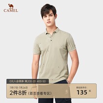 Camel mens 2021 summer new business casual short-sleeved Polo shirt mens letter printing lapel t-shirt tide