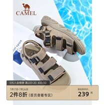 Camel mens shoes summer fashion mens casual versatile beach shoes Velcro teen student thick-soled sandals
