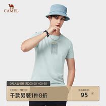 Camel mens 2021 summer new round neck short-sleeved t-shirt mens half-sleeve trend embroidery top base shirt tide brand