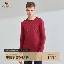 Camel mens clothing 2021 autumn new trend printing mens round neck long sleeve T-shirt base shirt Korean casual cotton T-shirt