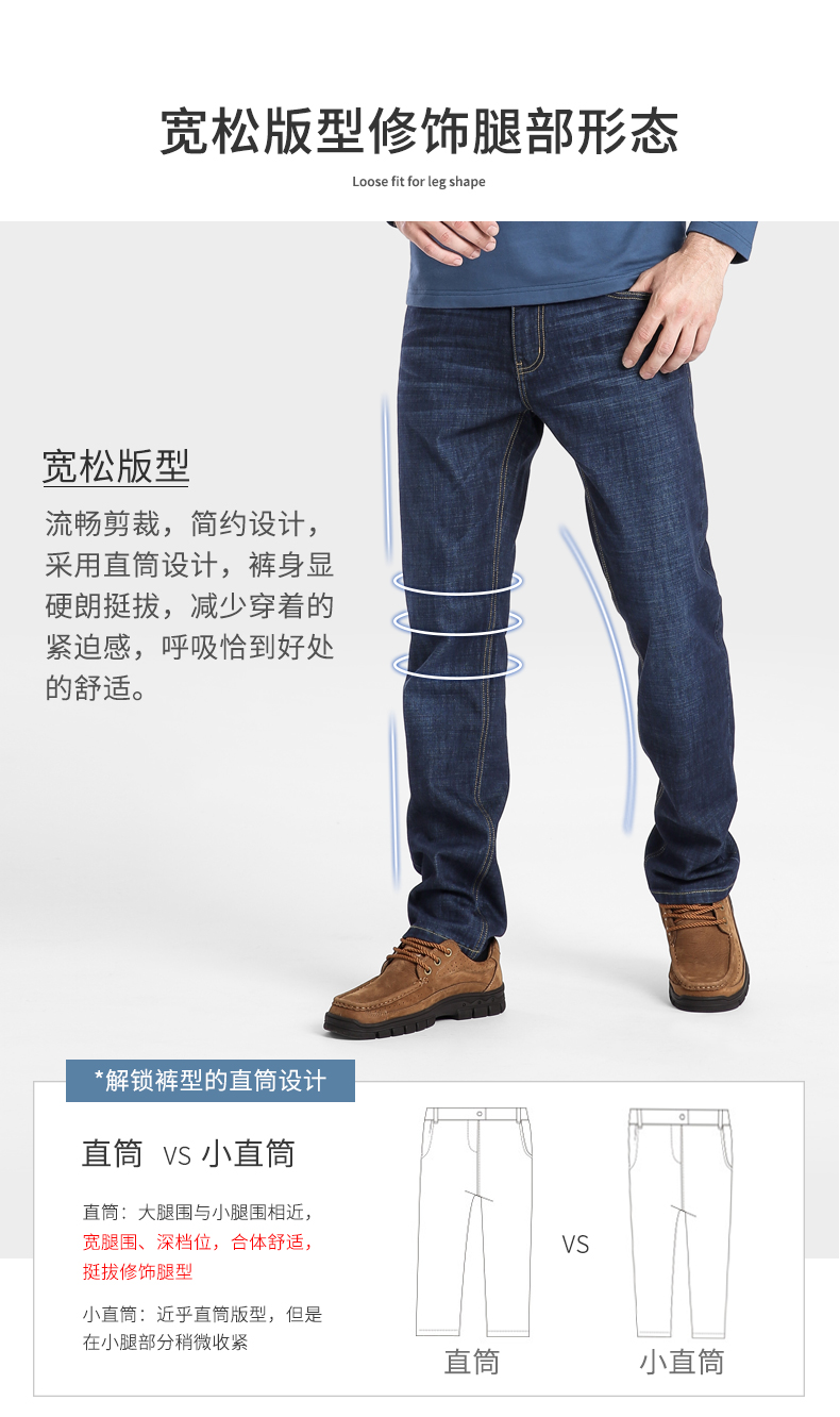 骆驼 男装 水洗直筒牛仔裤 图2