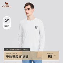 Camel mens clothing 2021 autumn new round neck long sleeve t-shirt youth solid color all-match base shirt trend top men