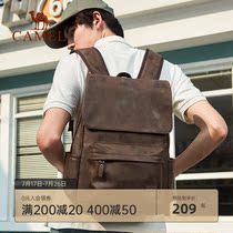 Camel backpack Mens fashion trend backpack Simple casual business multi-functional computer bag Large capacity travel bag