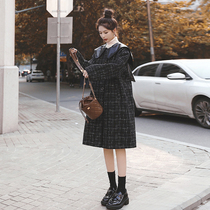 Xiaoxiangfeng Maternity Coat Womens Autumn and Winter Outerwear High-end Woolen Coat Loose Belly Covering Mid-Length Woolen Winter Clothes