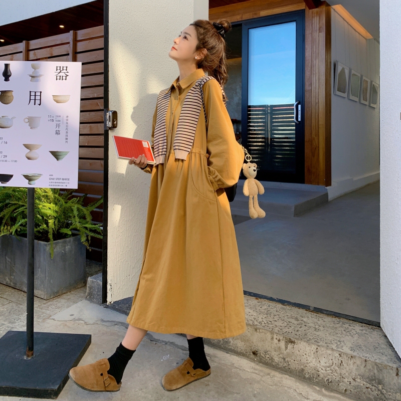 Plus-Size Loose Maternity Dress, Sweet and Fresh Shawl Shirt Dress, Late Pregnancy Belly-Covering Nursing Dress for Spring, Autumn, and Winter Plus-Size Loose Maternity Dress, Sweet and Fresh Shawl Shirt Dress, Late Pregnancy Belly-Covering Nursing Dress for Spring, Autumn, and Winter