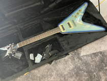Special defective orphan discount Dean V79 blue gradient wear body V-shaped rock electric guitar