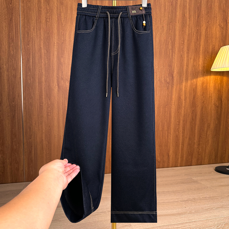 2026 Autumn New Style Middle-Aged Women's Jeans with Elastic Drawstring, Wide-Leg Pants That Cover the Body and Make You Look Slimmer, Mom-Style Straight-Leg Long Pants 2026 Autumn New Style Middle-Aged Women's Jeans with Elastic Drawstring, Wide-Leg Pants That Cover the Body and Make You Look Slimmer, Mom-Style Straight-Leg Long Pants