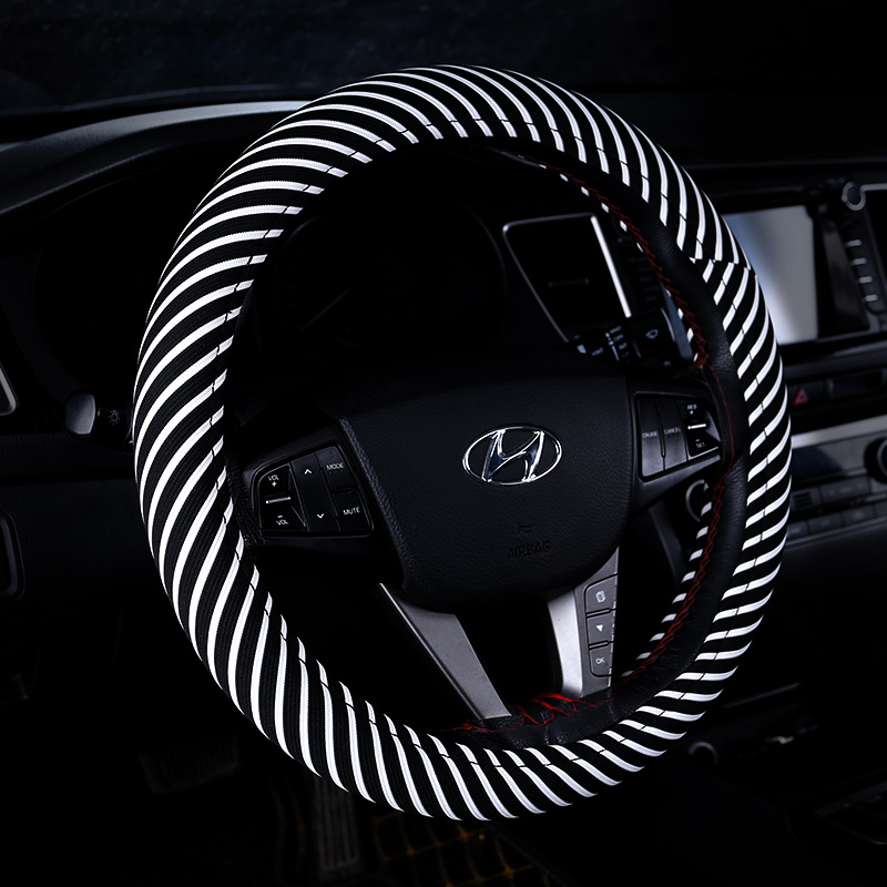 Black and white striped car steering wheel sleeve sleeve universal type