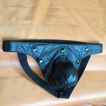 Professional Customized Mens Real Leather Bull Leather Biding Shorts Fun Game Detachable Leather Inner Pants Type Male SHOW WAVE