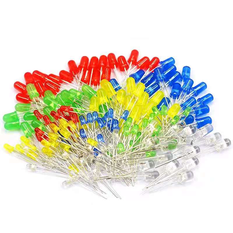 3MM 5MM LED light LED light F3 F5 red, green, yellow, blue and white straight plug light-emitting tube can be shot straight