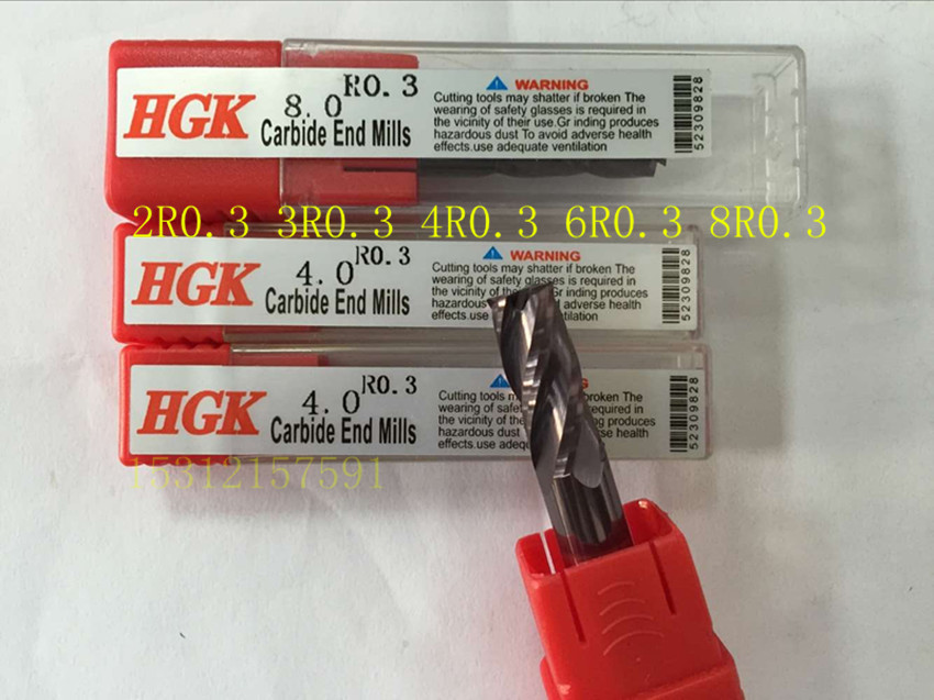 Taiwan HGK55 degree tungsten steel round nose milling cutter 2R0 3 3R0 3 4R0 3 6R0 3 8R0 3