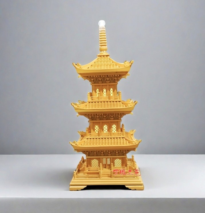 純手工木製多寶佛塔模型可訂製七層八角塔香樟木復古佛堂擺件