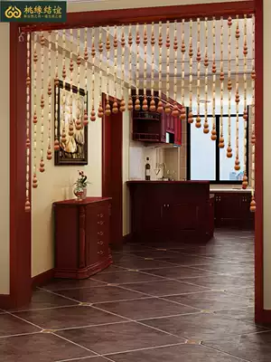 Peach Wood gourd bead curtain partition window bamboo curtain porch bedroom living room dressing room fengshui door curtain free of punching