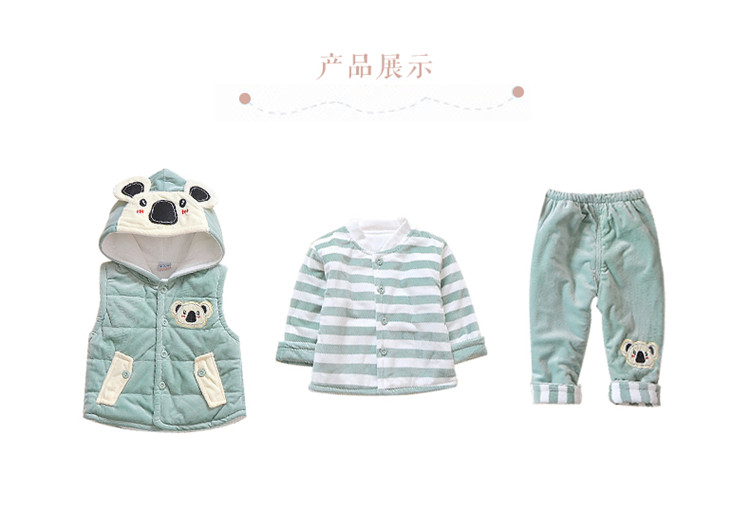 Áo bé gái mùa đông 0-1-2 tuổi Bộ áo khoác mùa đông cho bé cộng với áo khoác cotton nhung dày hai bộ quần áo trẻ em quần bơi bé trai