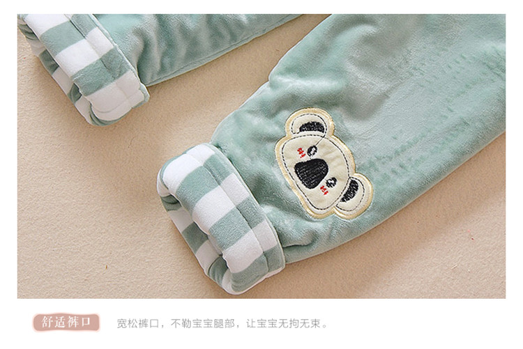 Áo bé gái mùa đông 0-1-2 tuổi Bộ áo khoác mùa đông cho bé cộng với áo khoác cotton nhung dày hai bộ quần áo trẻ em quần bơi bé trai