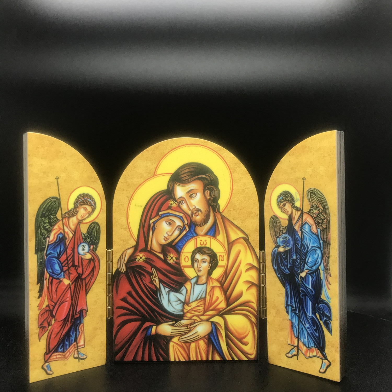 Italy imported wooden Sacred Image Painting three ornaments holy home 10x13cm