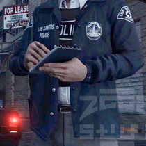 (ZGGB) GTA Grand Theft Auto game surrounding Los Santos Los Santos Police Department Jacket Trench coat