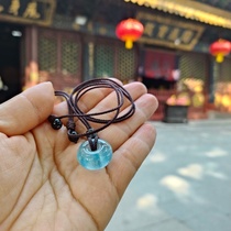 Putuo Mountain Monastery overpass for incense stove Lingqi Sea Blue Treasure High through ice seed Safety Buckle Matching Gift Box Gift Giving People Pendant