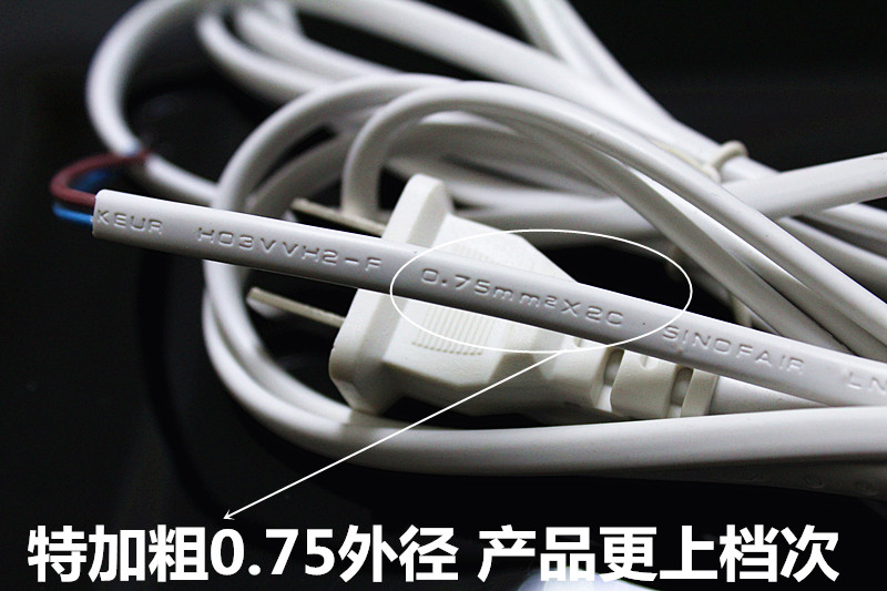 Pure copper national standard white plug line Two-core power supply connection line 2 * 0 3 square 1 8 m Two power cables Two holes