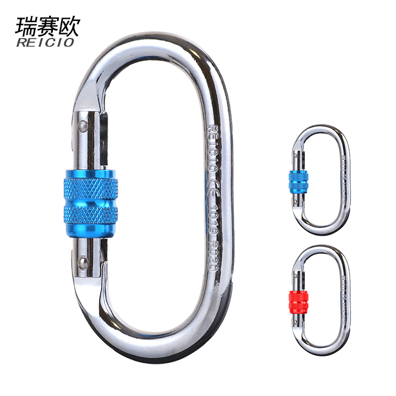 Steel rock climbing O-thread buckle main lock mountaineering safety buckle Cross zipline high-altitude outdoor climbing equipment