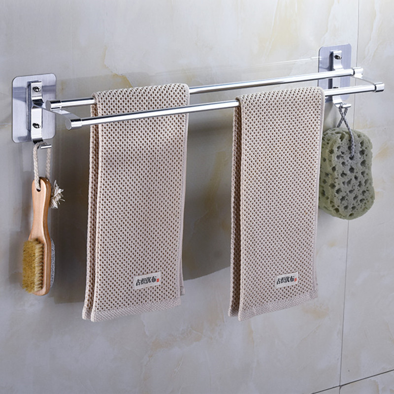 No-Drill Towel Rack for Bathroom, Strong Adhesive, Traceless, Double-Rod Towel Holder for Toilet and Bath No-Drill Towel Rack for Bathroom, Strong Adhesive, Traceless, Double-Rod Towel Holder for Toilet and Bath