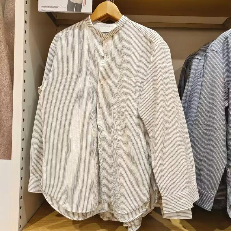 Affordable Men's and Women's Cotton and Linen Stand-Up Collar Shirts/Long-Sleeved Shirts, Thin Jackets, Air-Conditioning Shirts 474511/474512