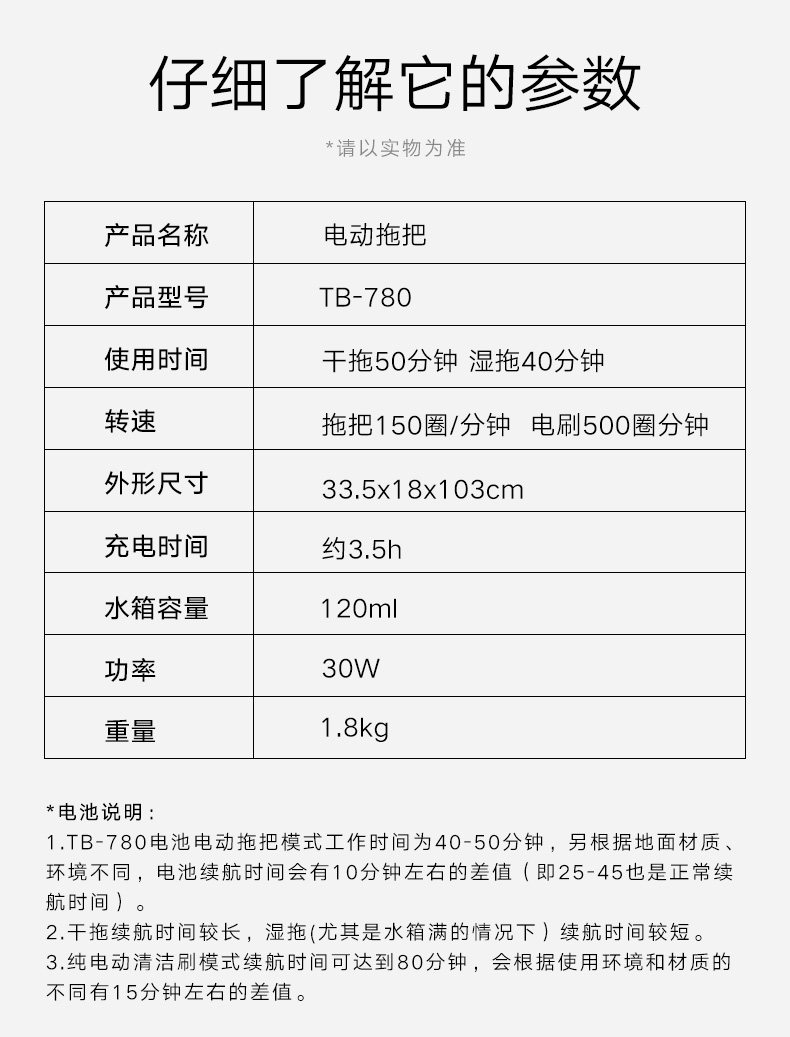宝家丽 家用无线电动蒸汽拖把 续航50分钟 图16